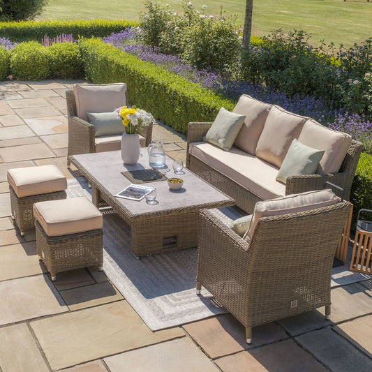 Maze - Winchester Sofa Rattan Dining Set
with Ice Bucket & Rising Table - Ceramic Glass - Blythe Living