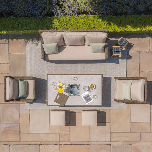 Maze - Winchester Sofa Rattan Dining Set
with Ice Bucket & Rising Table - Ceramic Glass - Blythe Living