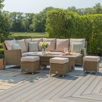 Maze - Winchester Corner Rattan Dining Set
with Ice Bucket & Rising Table - Ceramic Glass - Blythe Living