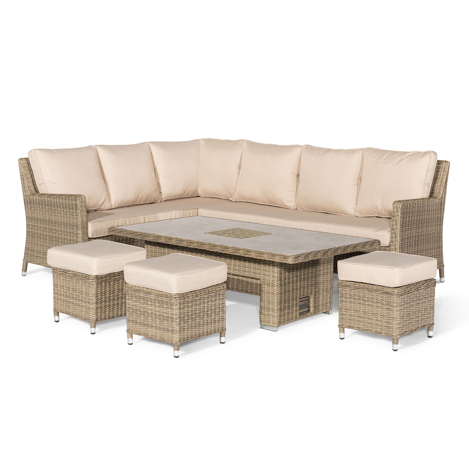 Maze - Winchester Corner Rattan Dining Set
with Ice Bucket & Rising Table - Ceramic Glass - Blythe Living