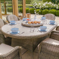 Maze - Winchester 6 Seat Oval Dining Set
with Heritage Dining Chairs & Woven Lazy Susan - Ceramic Glass - Blythe Living