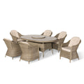 Maze - Winchester 6 Seat Oval Dining Set
with Heritage Dining Chairs & Woven Lazy Susan - Ceramic Glass - Blythe Living