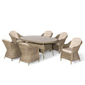 Maze - Winchester 6 Seat Oval Dining Set
with Heritage Dining Chairs & Woven Lazy Susan - Ceramic Glass - Blythe Living