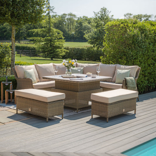 Maze - Winchester Royal Corner Rattan Dining Set
with Ice Bucket & Rising Table - Ceramic Glas - Blythe Living