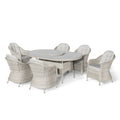 Maze - Oxford 6 Seat Oval Dining Set
with Heritage Dining Chairs & Woven Lazy Susan - Ceramic Glass - Blythe Living