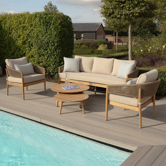 Maze - Porto Rope Weave 3 Seat Sofa Set with Pair of Round Coffee Tables & Armchairs - Blythe Living