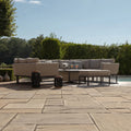 Maze - Outdoor Fabric Pulse U Shape Corner Dining Set with Rising Table - Oatmeal - Blythe Living