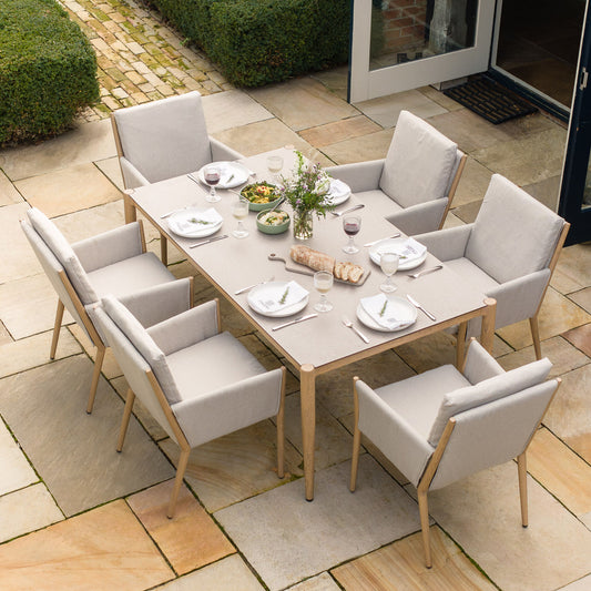Maze - Burford 6 Seat Aluminium Rectangular Dining Set - Almond - Blythe Living