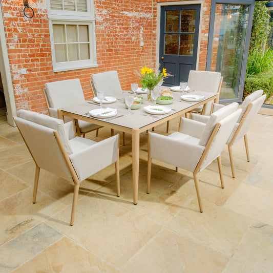 Maze - Burford 6 Seat Aluminium Rectangular Dining Set - Almond - Blythe Living