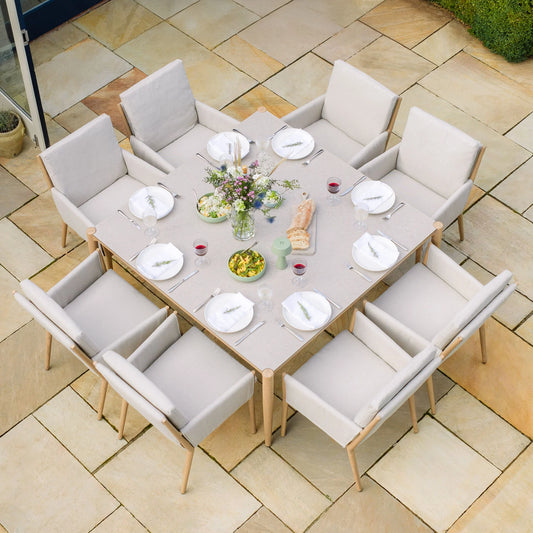 Maze - Burford 8 Seat Aluminium Square Dining Set - Almond - Blythe Living
