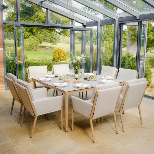 Maze - Burford 8 Seat Aluminium Square Dining Set - Almond - Blythe Living