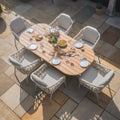 Maze - Sicily Open Rope Weave 6 Seat Rectangular Dining Set - Latte - Blythe Living