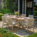 Maze - Sicily Rope Weave 6 Seat Rectangular Dining Set - Latte - Blythe Living
