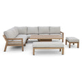 Maze - New York Wood Effect Aluminium Corner Dining Set
with Rising Table - Almond - Blythe Living