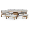 Maze - New York Wood Effect Aluminium Corner Dining Set
with Rising Table - Almond - Blythe Living