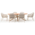 Maze - Sicily Open Rope Weave 6 Seat Rectangular Dining Set - Latte - Blythe Living