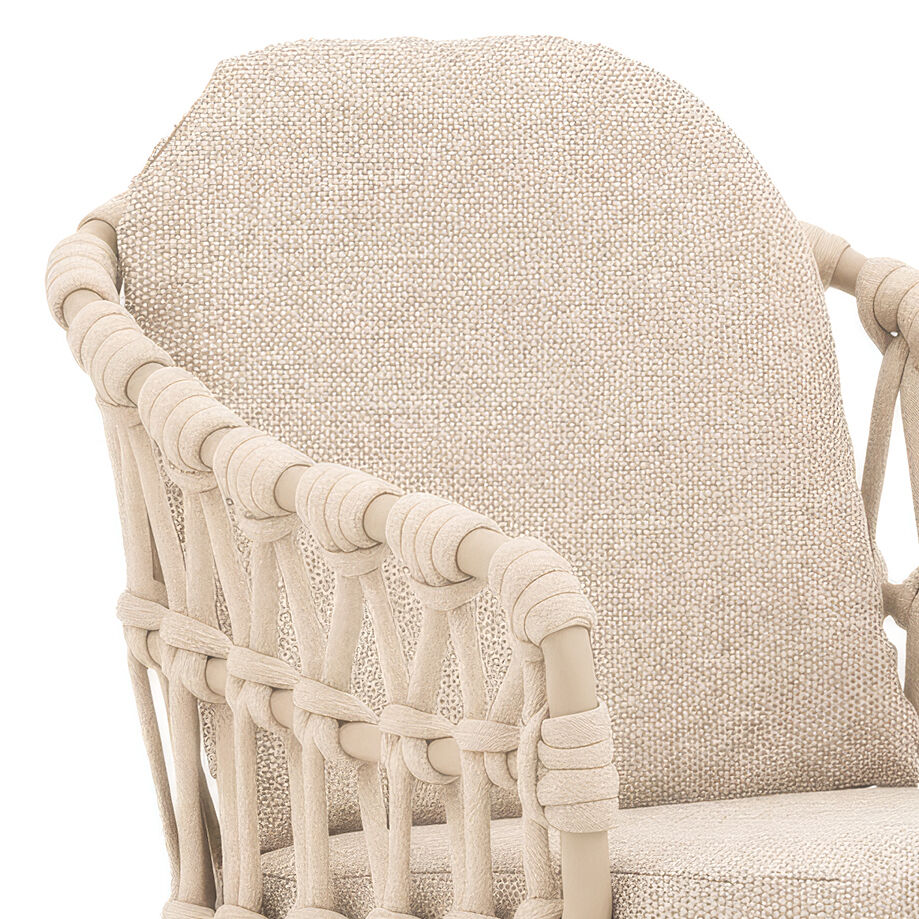 Maze - Sicily Open Rope Weave 6 Seat Rectangular Dining Set - Latte - Blythe Living