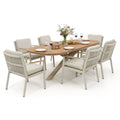 Maze - Sicily Rope Weave 6 Seat Rectangular Dining Set - Latte - Blythe Living