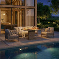 Maze - Havana Rope Weave 3 Seat Sofa Dining Set
with Rising Table & Footstools - Blythe Living