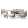 Maze - Havana Rope Weave 3 Seat Sofa Dining Set
with Rising Table & Footstools - Blythe Living