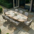Maze - Sicily Open Rope Weave 8 Seat Rectangular Dining Set - Café - Blythe Living
