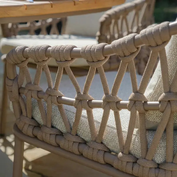 Maze - Sicily Open Rope Weave 8 Seat Rectangular Dining Set - Café - Blythe Living