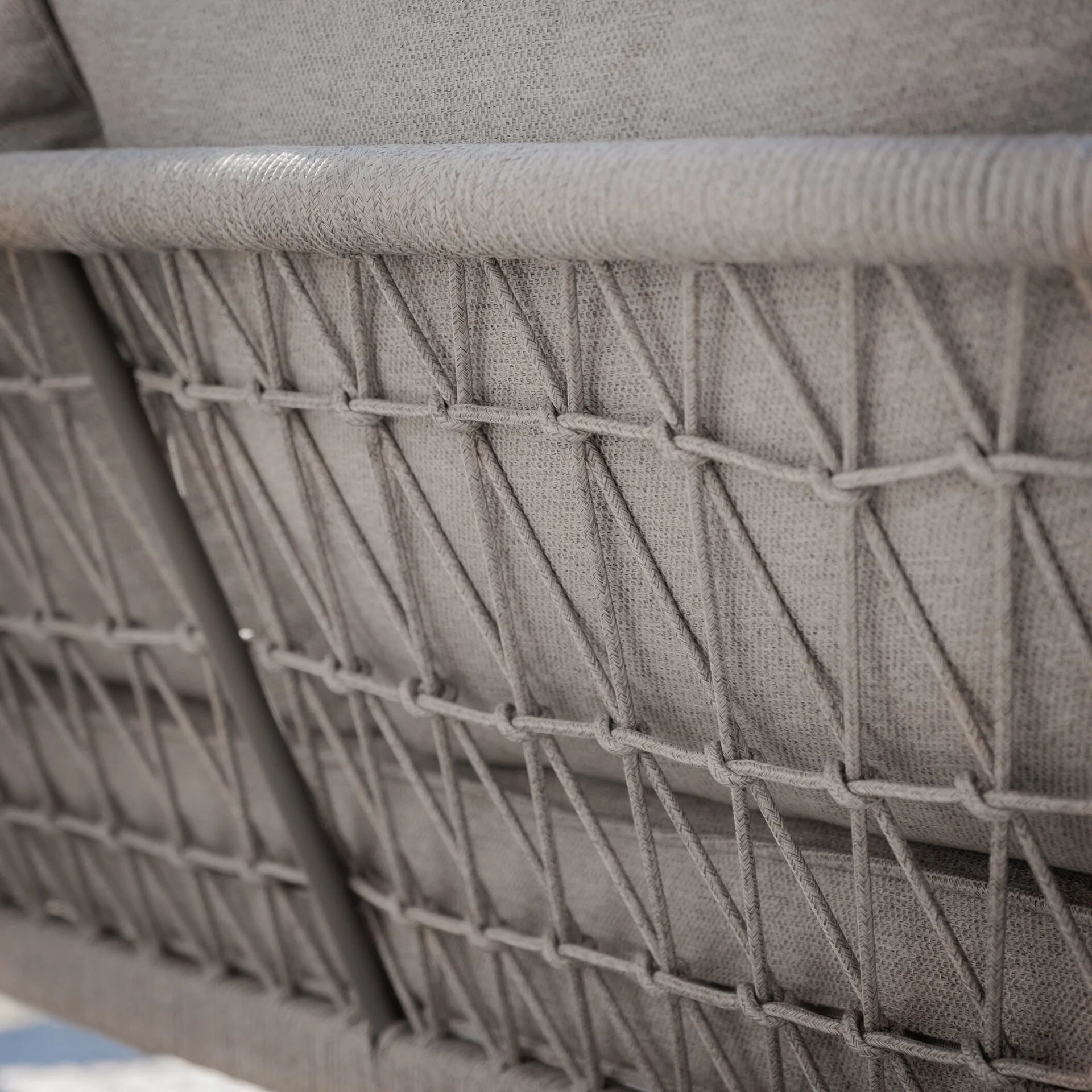 Maze - Monaco Rope Weave Small Corner Dining Set
with Square Rising Table & Footstools - Cool Linen - Blythe Living