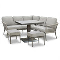 Maze - Monaco Rope Weave Small Corner Dining Set
with Square Rising Table & Footstools - Cool Linen - Blythe Living