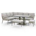 Maze - Monaco Rope Weave Large Corner Dining Set
with Rectangular Rising Table & Footstools - Cool Linen - Blythe Living