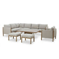 Maze - Burford Large Aluminium Corner Dining Set
with Rising Table, Footstools & Armchair - Almond - Blythe Living