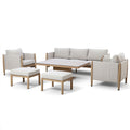 Maze - Burford 3 Seat Aluminium Sofa Dining Set
with Rising Table & Footstools - Almond - Blythe Living
