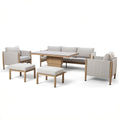 Maze - Burford 3 Seat Aluminium Sofa Dining Set
with Rising Table & Footstools - Almond - Blythe Living