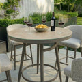 Maze - Outdoor Fabric Zen 4 Seat Low Round Bar Set - Latte - Blythe Living