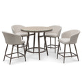 Maze - Outdoor Fabric Zen 4 Seat Low Round Bar Set - Latte - Blythe Living