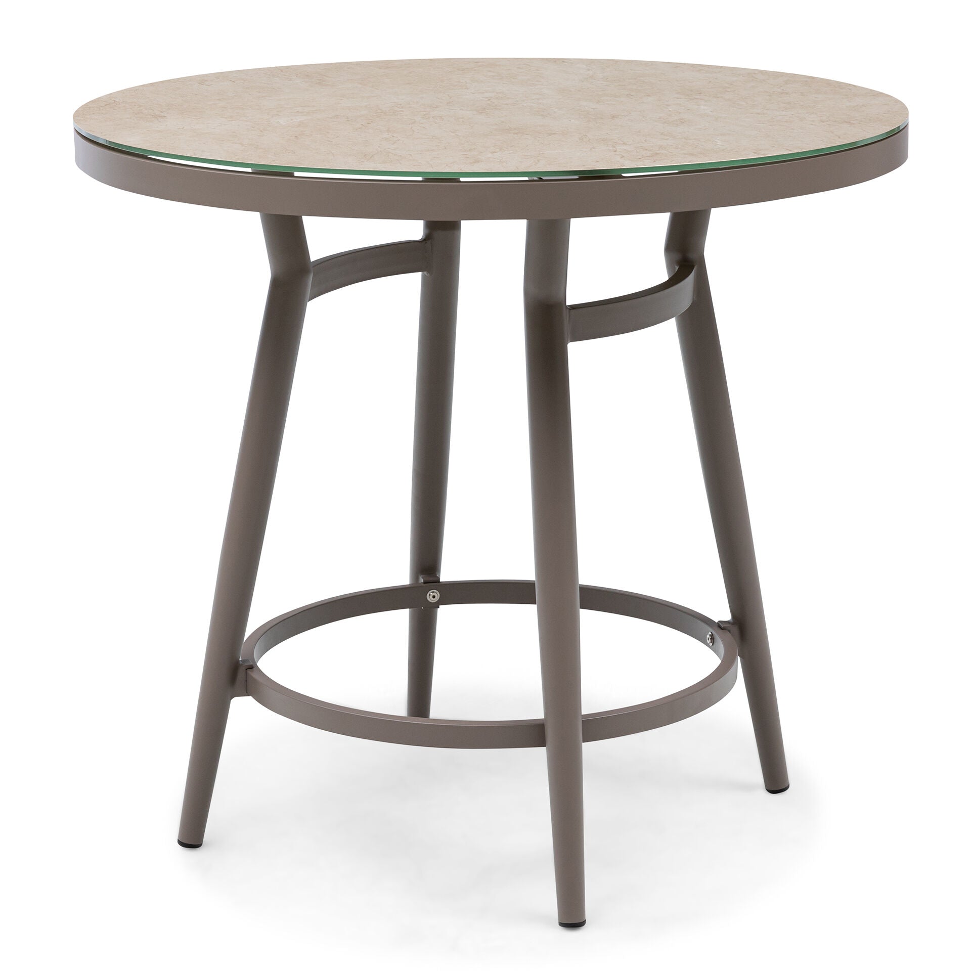Maze - Outdoor Fabric Zen 4 Seat Low Round Bar Set - Latte - Blythe Living