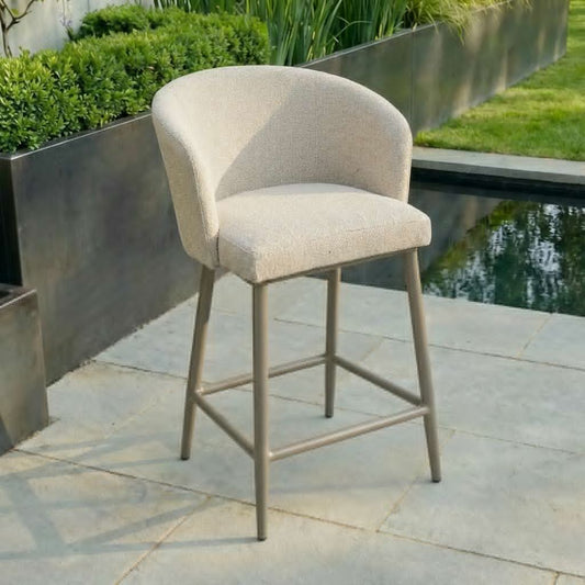 Maze - Outdoor Fabric Low Zen Bar Stool - Latte
with café frame - Blythe Living