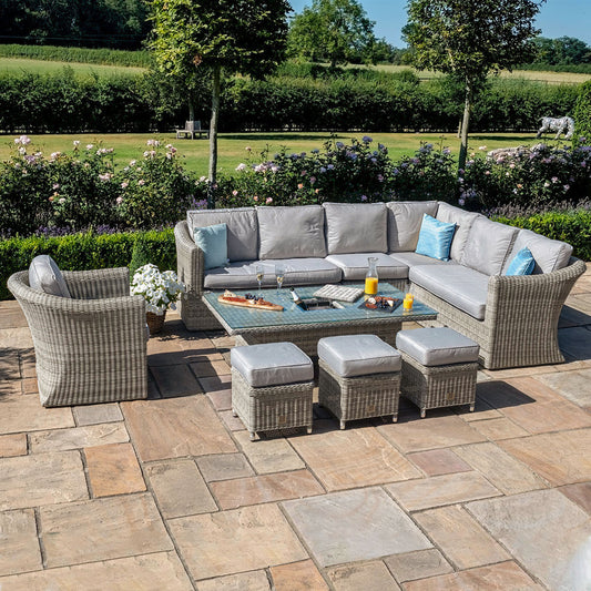 Maze - Oxford Deluxe Large Rattan Corner Dining Set with Rising Table & Armchair - Blythe Living