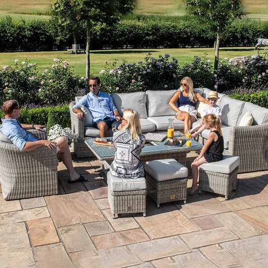 Maze - Oxford Deluxe Large Rattan Corner Dining Set with Rising Table & Armchair - Blythe Living