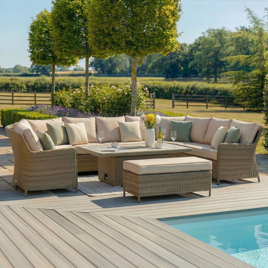 Maze - Winchester Royal U-Shaped Rattan Sofa Set
with Rising Table - Ceramic Glass - Blythe Living