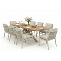 Maze - Sicily Rope Weave 8 Seat Rectangular Dining Set - Latte - Blythe Living