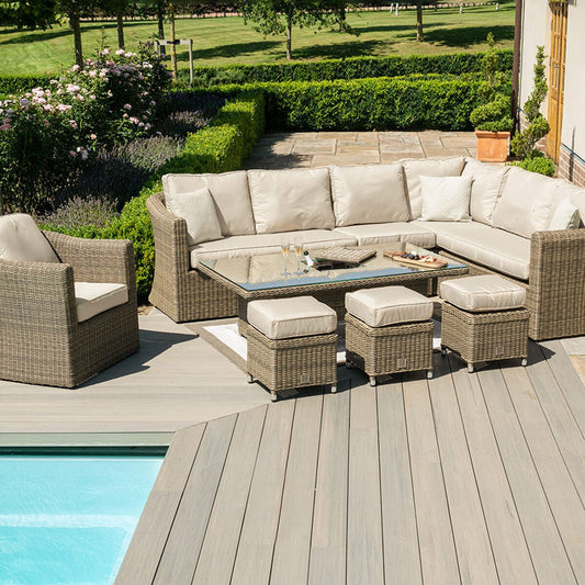Maze - Winchester Deluxe Large Rattan Corner Dining Set with Rising Table & Armchair - Blythe Living