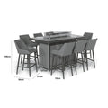 Maze - Outdoor Fabric Regal 8 Seat Rectangular Bar Set with Fire Pit Table - Oatmeal - Blythe Living