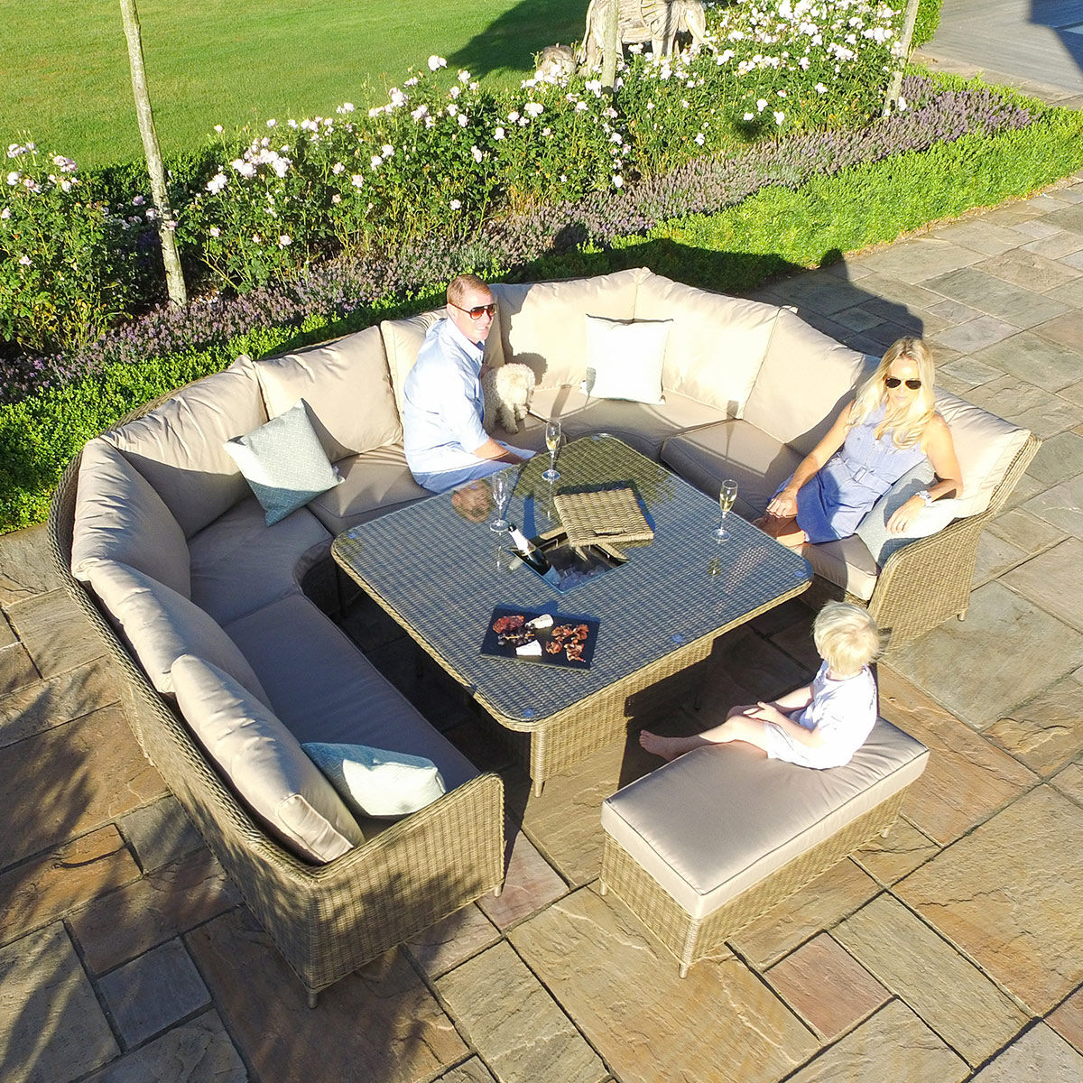 Maze - Winchester Royal U-Shaped Rattan Sofa Set with Rising Table - Blythe Living