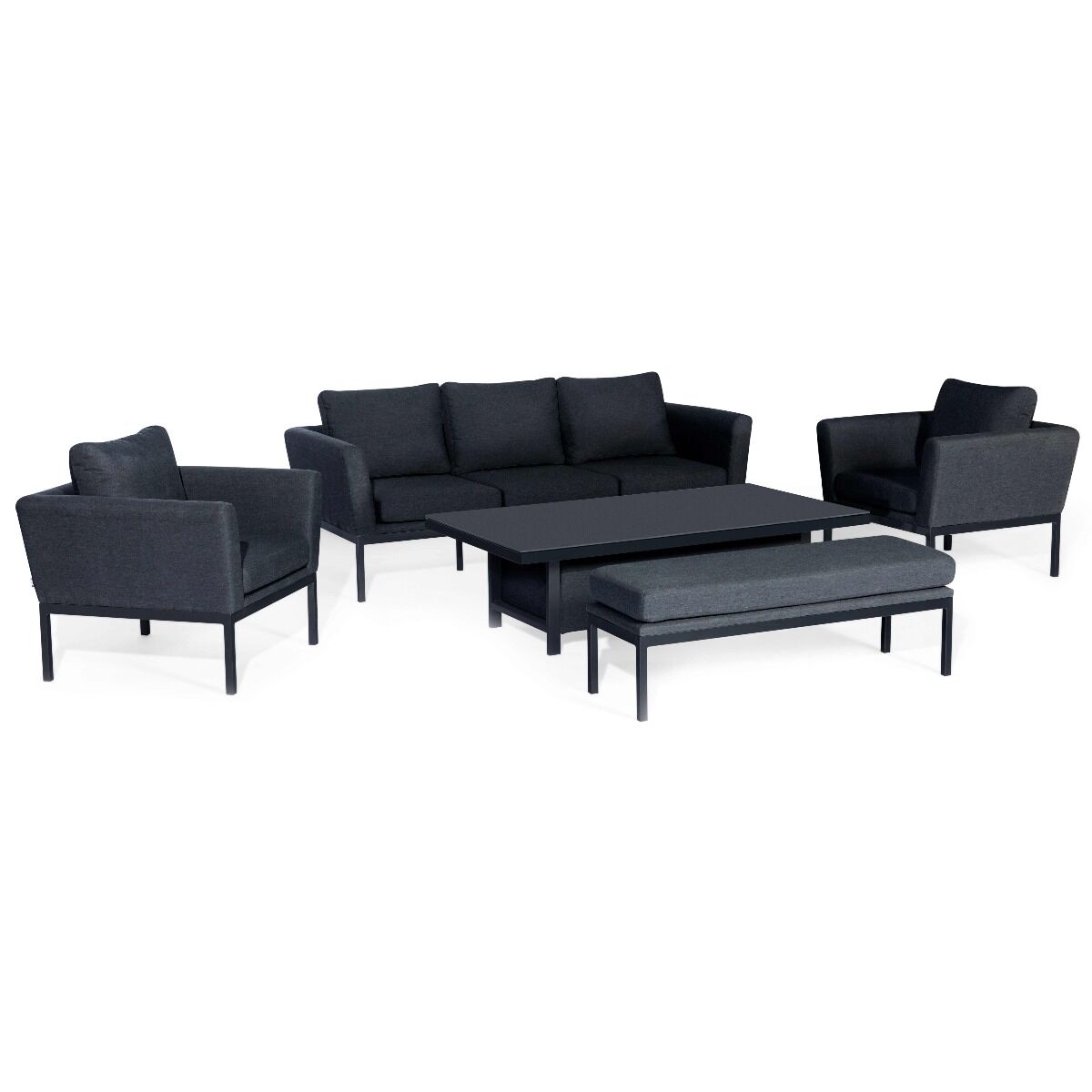 Maze - Outdoor Fabric Pulse 3 Seat Sofa Set with Rising Table - Charcoal - Blythe Living
