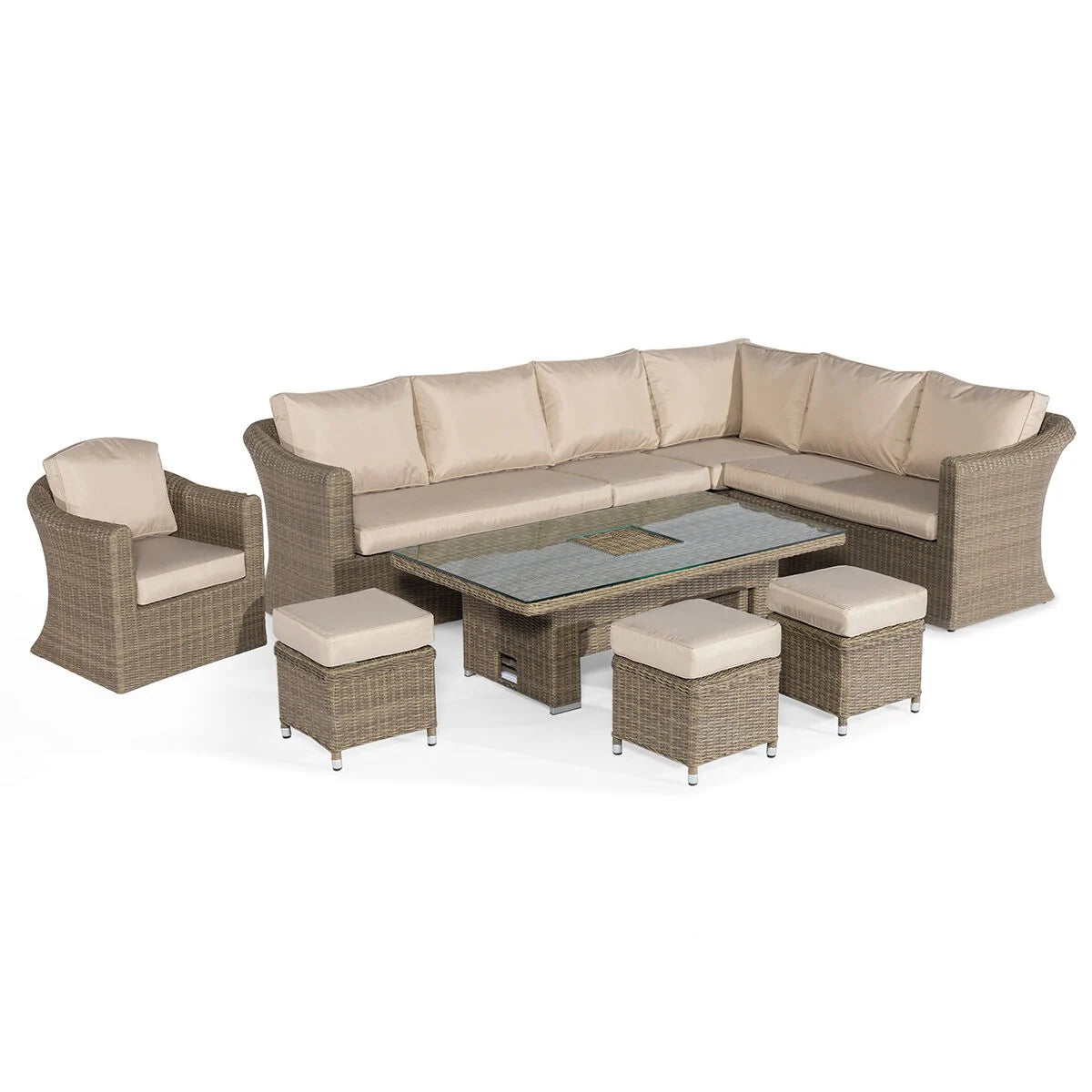 Maze - Winchester Deluxe Large Rattan Corner Dining Set with Rising Table & Armchair - Blythe Living