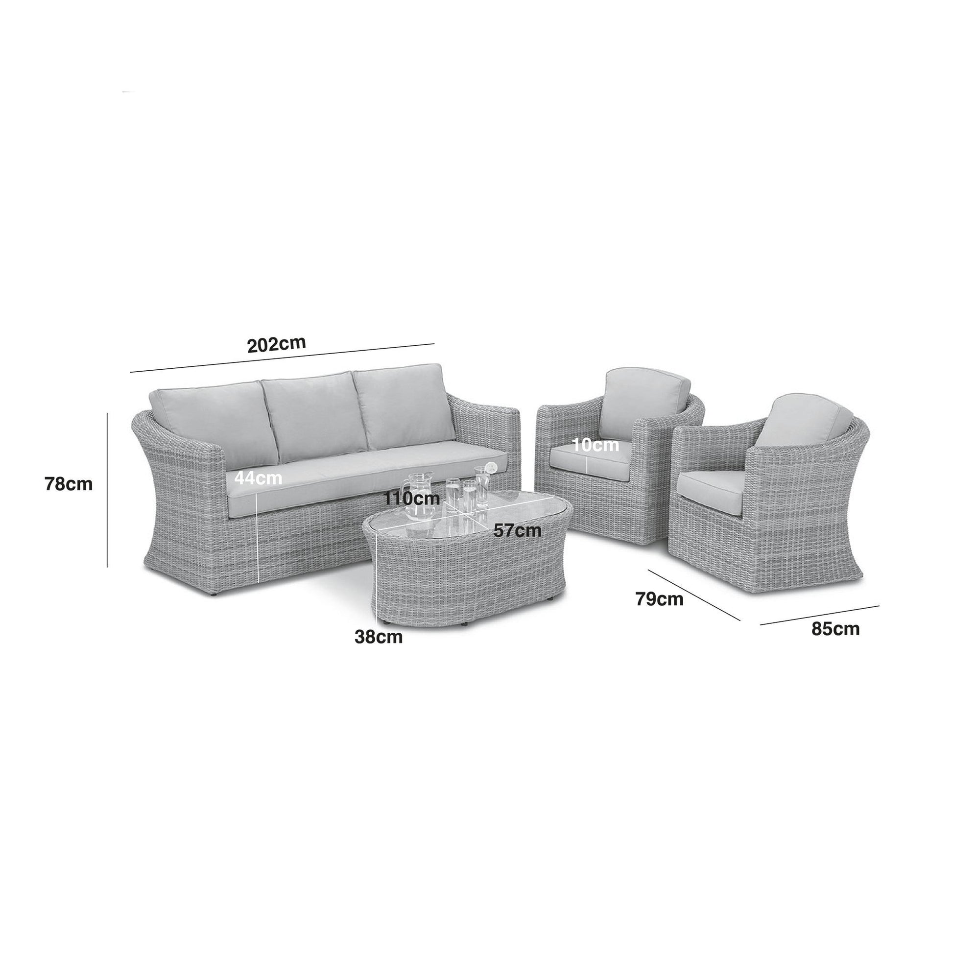 Maze - Oxford 3 Seat Rattan Sofa Set - Blythe Living