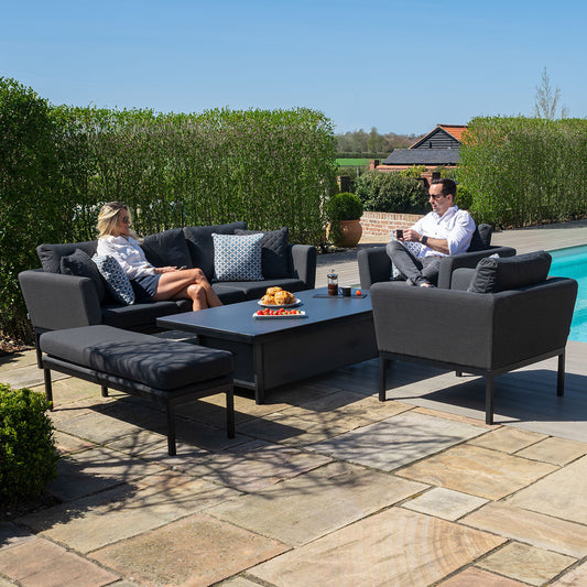 Maze - Outdoor Fabric Pulse 3 Seat Sofa Set with Rising Table - Charcoal - Blythe Living