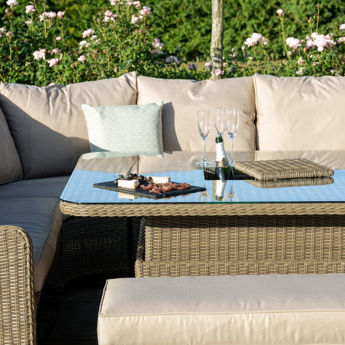 Maze - Winchester Royal U-Shaped Rattan Sofa Set with Rising Table - Blythe Living
