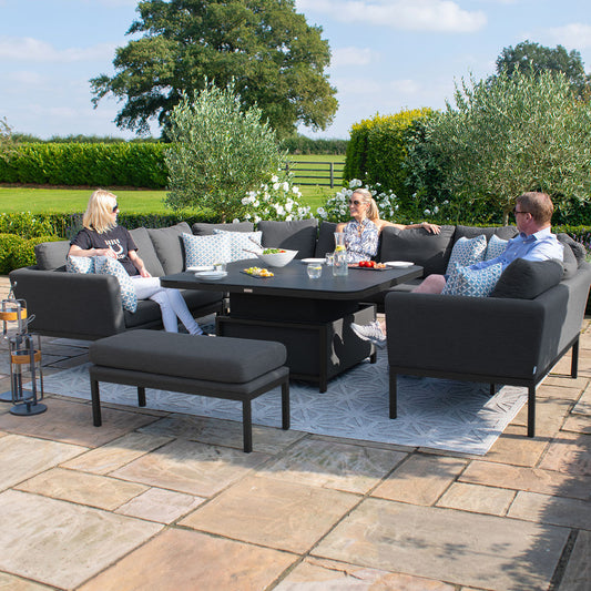 Maze - Outdoor Fabric Pulse U Shape Corner Dining Set with Rising Table - Charcoal - Blythe Living