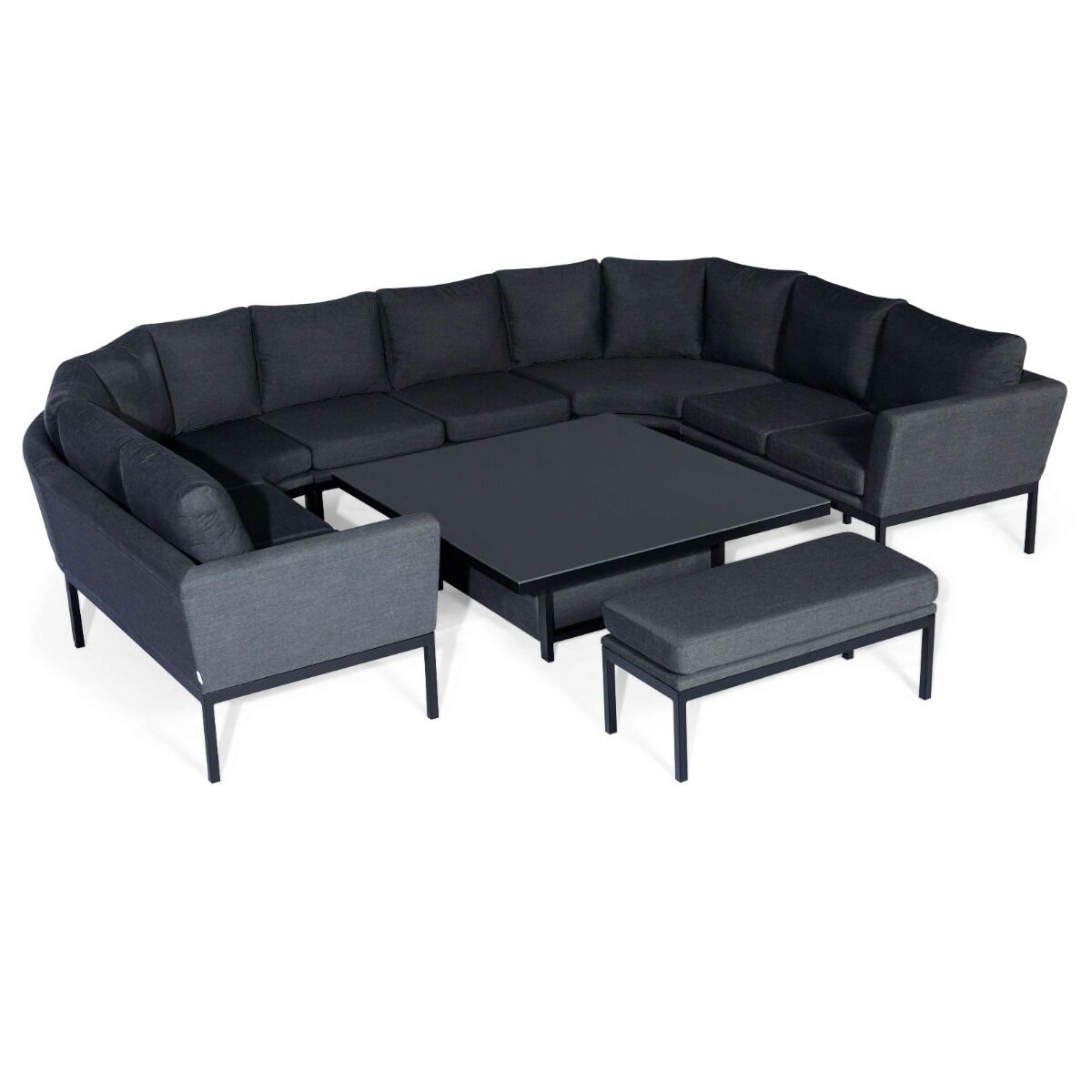 Maze - Outdoor Fabric Pulse U Shape Corner Dining Set with Rising Table - Charcoal - Blythe Living